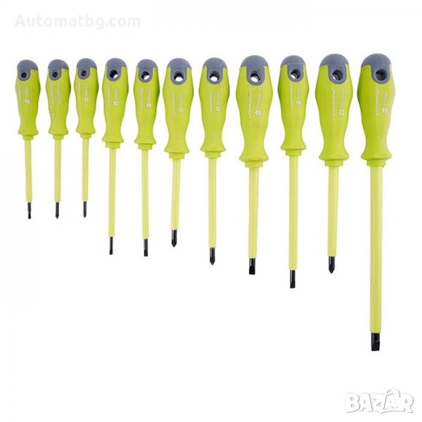 Комплект отвертки Automat, Изолирани, 11бр, Зелен, снимка 1
