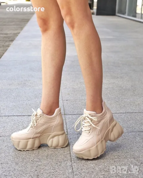 Кецове на платформа - бежова кожа - PA90, снимка 1