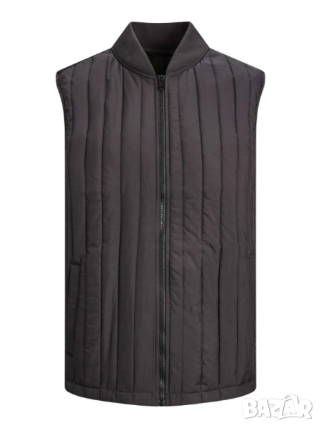 Мъжка ватирана жилетка Jack & Jones, 100% полиестер, Черна, XXL, снимка 1