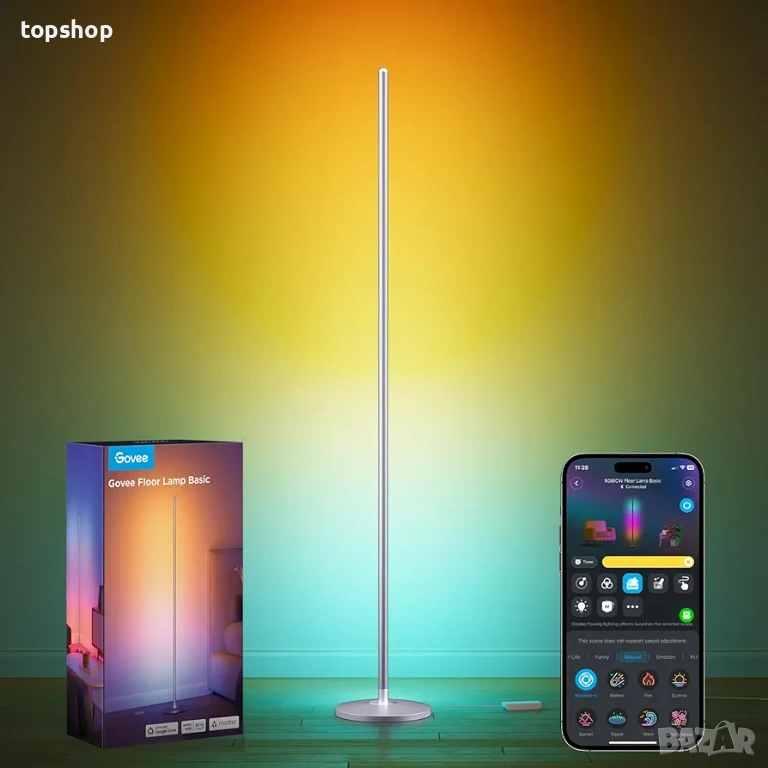 Чисто нова, запечатана Смарт LED лампа Govee Floor Lamp Lite – RGBIC, Alexa & Google, 142см , снимка 1