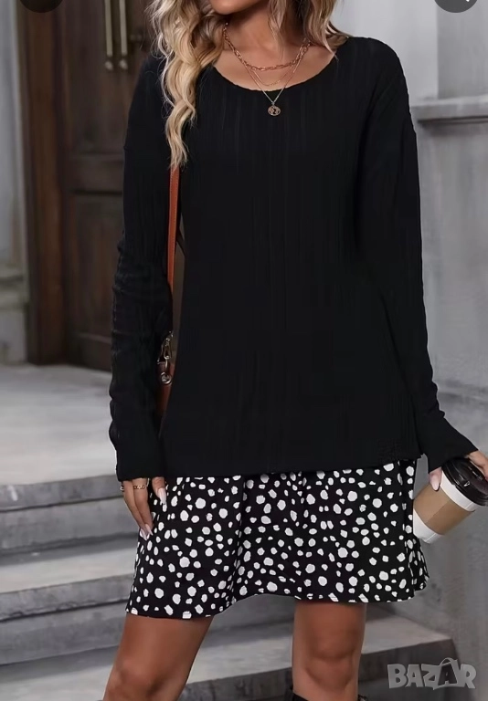 Черна рокля, машинно плетиво, снимка 1