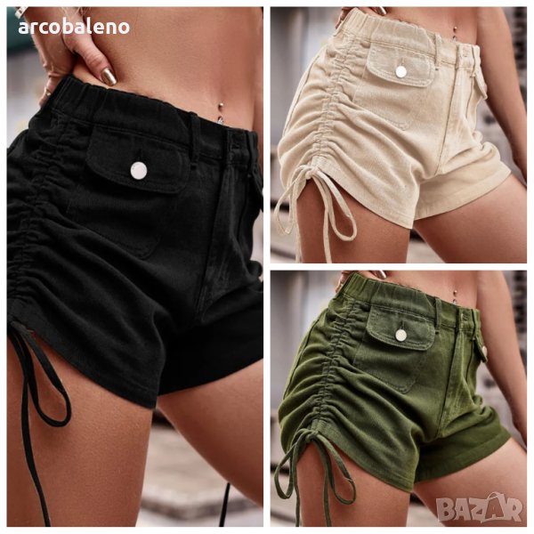 Модерни дамски ежедневни дънкови панталонки с шнурове в американски стил, 3цвята - 023, снимка 1