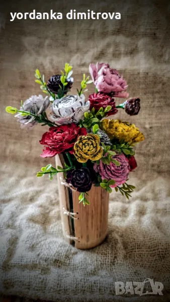 Ексклузивно коледно намаление! Ваза с цветя от шишарки. , снимка 1