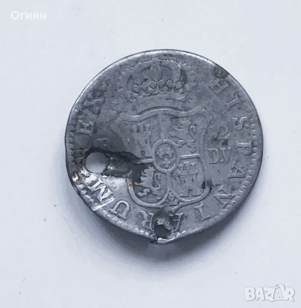 2 реала 1796 Испания Карлос IV, снимка 1