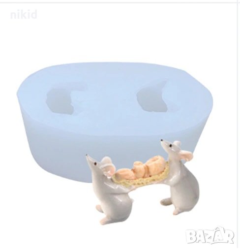 3d  2 Мишки с ядки силиконов молд форма декорация торта фондан шоколад гипс сапун и др , снимка 1