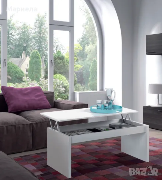 Повдигаща се дървена холна маса в бяло, 102 x 50 x 43/55 см / Транспортен дефект, снимка 1