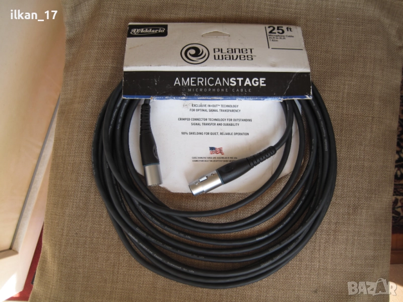 Микрофонен кабел Високопроизводителен D'Addario Planet Waves PW M 25 7,5 m Внос от Америка НОВО!, снимка 1