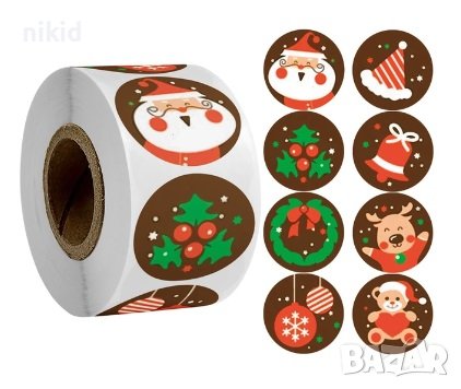 100 бр микс кафяви Коледни самозалепващи лепенки стикери за ръчна изработка за подарък, снимка 1