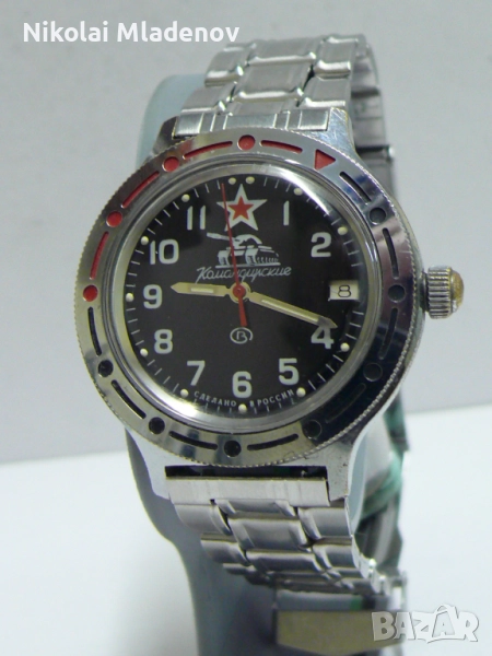 ВОСТОК КОМАНДИРСКИ АМФИБИЯ АВТОМАТ с дата, работещ, снимка 1