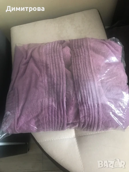 Халат за баня с качулка - лилав, снимка 1