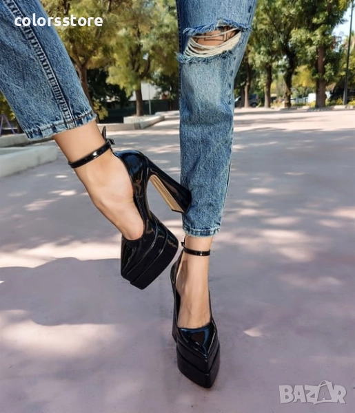 Обувки на ток - черен лак - VT2 , снимка 1