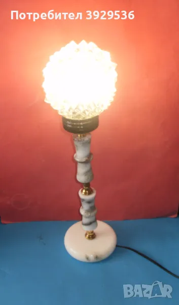 Нова настолна винтидж мраморна лампа с глобус и h=53см, снимка 1