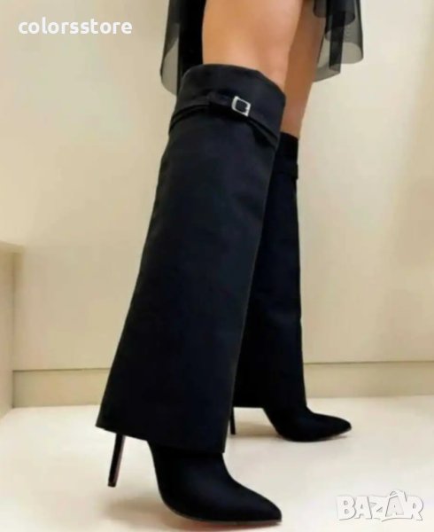 Ботуши на ток - черен велур - KD100, снимка 1
