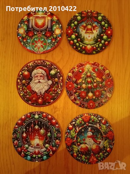 Коледни подложки за чаши, 6 броя. Нови, в опаковка. 6 лв., снимка 1
