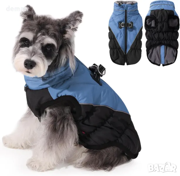 Палто за кучета Poseca с колан, зимно водоустойчиво, (синьо, S), снимка 1
