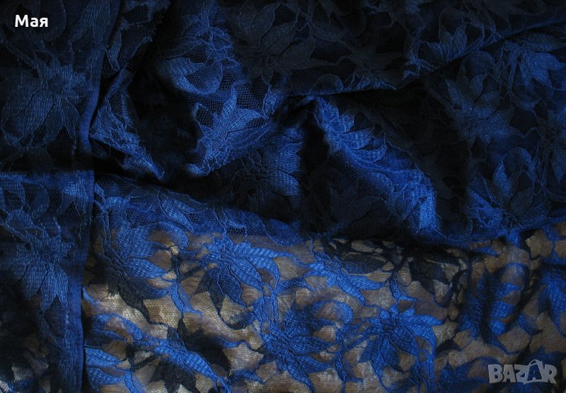 Тъмно синя дантела за рокля, блуза, пола и декорации, снимка 1