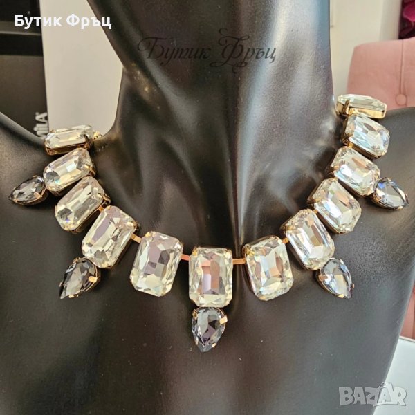 Колие Маринела бели кристали , снимка 1