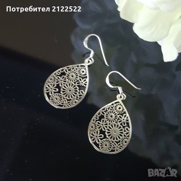 Сребърни обеци, снимка 1