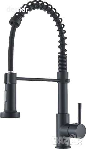 Черен кухненски смесител с издърпващ се чучур, 2 режима на струята, снимка 1