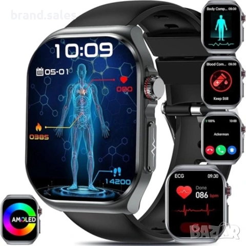 ET585 ECG Smartwatch – Смарт часовник с ЕКГ, измерване на кръвна захар, пулс, кръвно, снимка 3 - Смарт часовници - 51881976