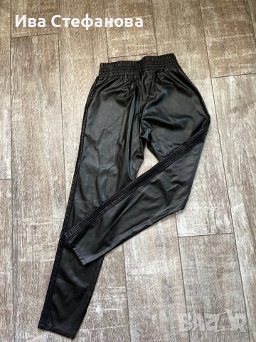 Нов кожен елегантен панталон XS /S размер с ластик на талията висока талия , снимка 2 - Панталони - 44051043