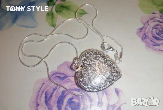 Нежно Сребърно Колие Сърце Ново , снимка 2 - Колиета, медальони, синджири - 51696857
