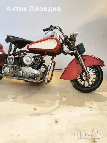Метална декорация - Червен мотоциклет, снимка 4 - Декорация за дома - 47956881