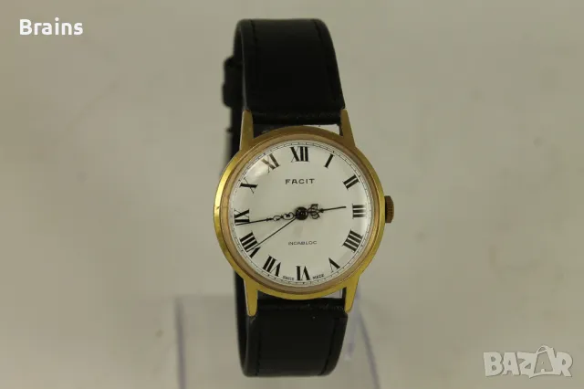 1960's FACIT Позлатен Швейцарски Ръчен Часовник, снимка 2 - Антикварни и старинни предмети - 49587023