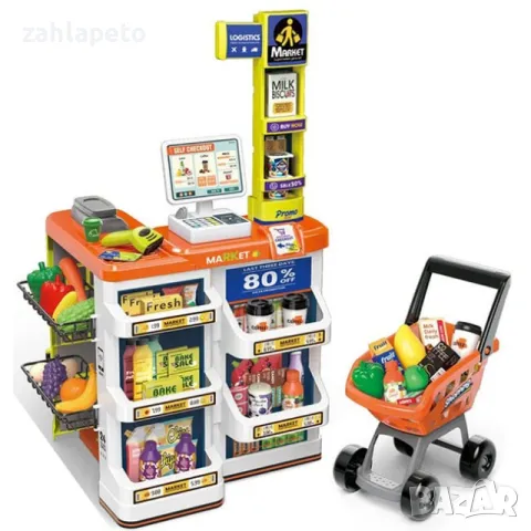 Детски магазин с пазарска количка и пос терминал