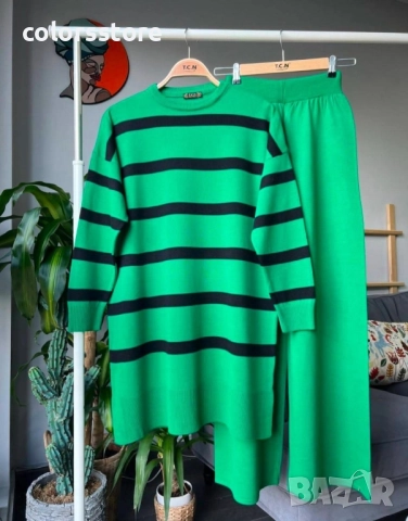 Дамски комплект зелено райе код IM79L