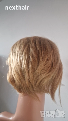 Къса руса естествена перука тип Пикси - 13x4, снимка 13 - Аксесоари за коса - 53583682