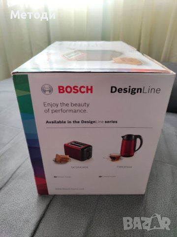 Чисто нов Немски Bosch DesignLine TAT3P424DE тостер, червен, снимка 5 - Тостери - 43762953