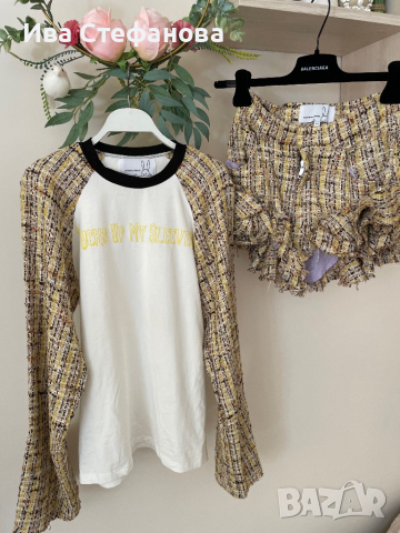 букле  елегантен оригинален сет комплект от две части блуза и къси панталони къдрици Natasha Zinko, снимка 4 - Костюми - 44922473