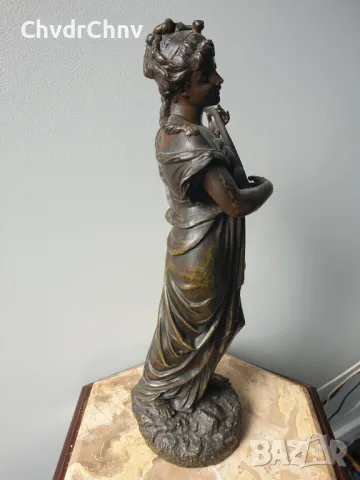 ЦАМ статуетка 48см-3кг/стара метална скулптура/метална фигура на жена-музикантка, снимка 5 - Антикварни и старинни предмети - 49232083
