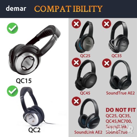 Резервен комплект за слушалки Bose QuietComfort 15(QC15),(QC 2 Over-Ear, снимка 4 - Слушалки и портативни колонки - 43961824