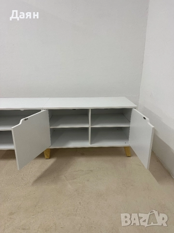 ТВ скрин VASAGLE, дължина 140 см с 2 врати, регулируем рафт, за телевизори до 65 инча, снимка 3 - Скринове - 52581414