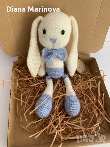 Детска играчка зайче, ръчна изработка, плетени играчки, подарък за дете , снимка 6 - Плюшени играчки - 43142520