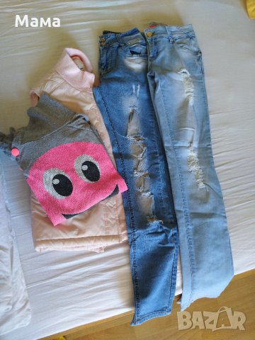 Два лота от дънки, суитчер и елек, снимка 5 - Детски панталони и дънки - 28523980