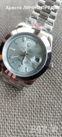 Rolex Oyster Perpetual Day-Date 40 Platinum Factory Baguette Diamonds ice blue 💙 dial 228206 UNISEX, снимка 8 - Мъжки - 52900323
