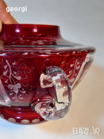 Кристален чайник рубинен кристал  Bohemia , снимка 6 - Аксесоари за кухня - 38042936