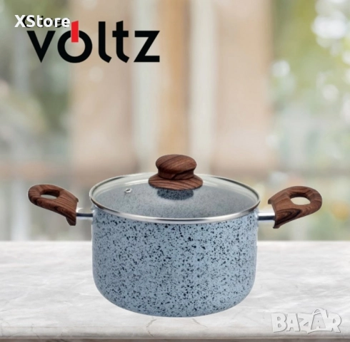 Тенджера Voltz Siena, Дълбока, Мраморно каменно керамично покритие, Светло сив, снимка 4 - Съдове за готвене - 52507525