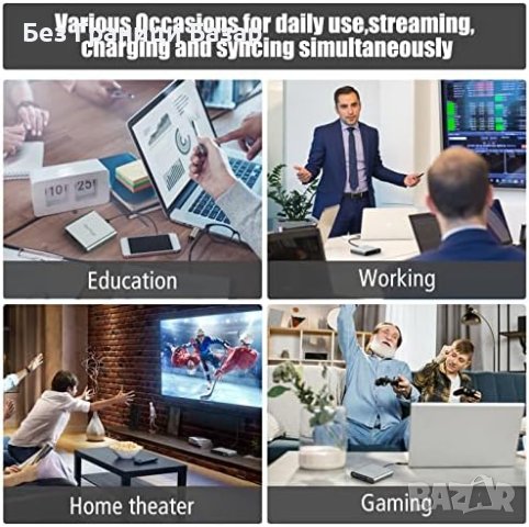 Нов Цифров Многопортов адаптер HDMI 4K с USB 3.0 порт за лаптоп компютър, снимка 7 - Друга електроника - 43102830