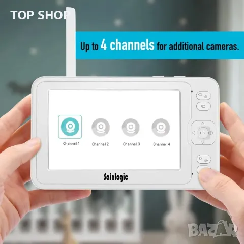 Sainlogic видео бебефон с камера 1080P FHD 5 инчов LCD дисплей, снимка 8 - Столчета за хранене - 49064967