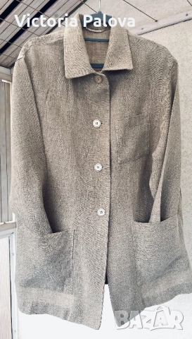 Минималистична риза- сако от груб лен в неутрален нюанс, снимка 8 - Сака - 52935123