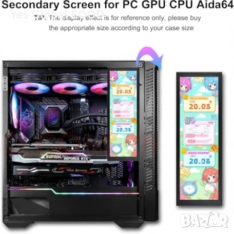 7.84 инча мини монитор HD IPS 1280x400 за PC, снимка 3 - Монитори - 53416607