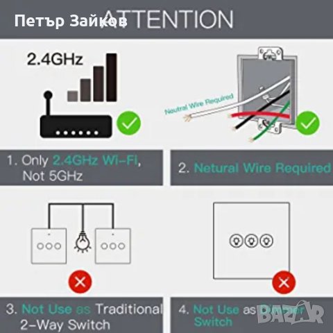 MoesGo WiFi Smart Touch Стенен превключвател за осветление , снимка 2 - Друга електроника - 40851589