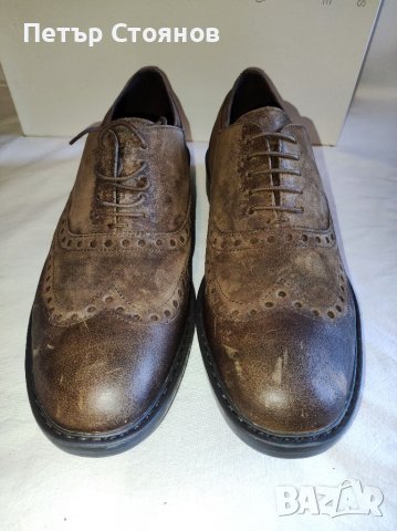 Стилни мъжки половинки от естествена кожа Geox Respira №45, снимка 2 - Официални обувки - 38283483