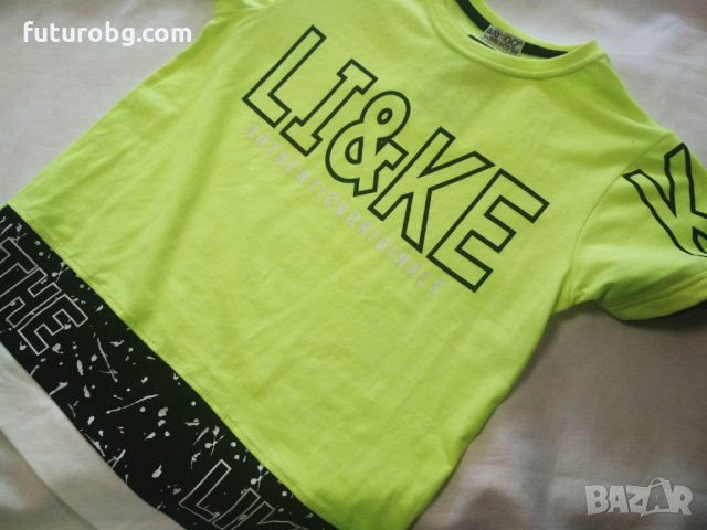 Електриковозелена тениска за момче с надпис щампа, снимка 3 - Детски тениски и потници - 32429460