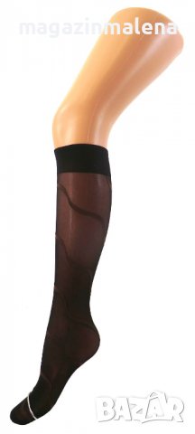 Fibrotex 20DEN черни-кафяви немски женски фигурални три четвърти чорапи Фибротекс 