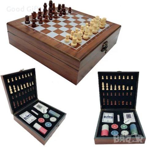 Луксозен Подаръчен комплект с шах и покер